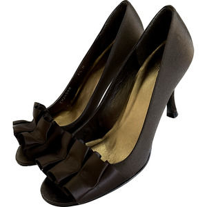 Stuart Weitzman Brown Satin Heels Sz 6.5